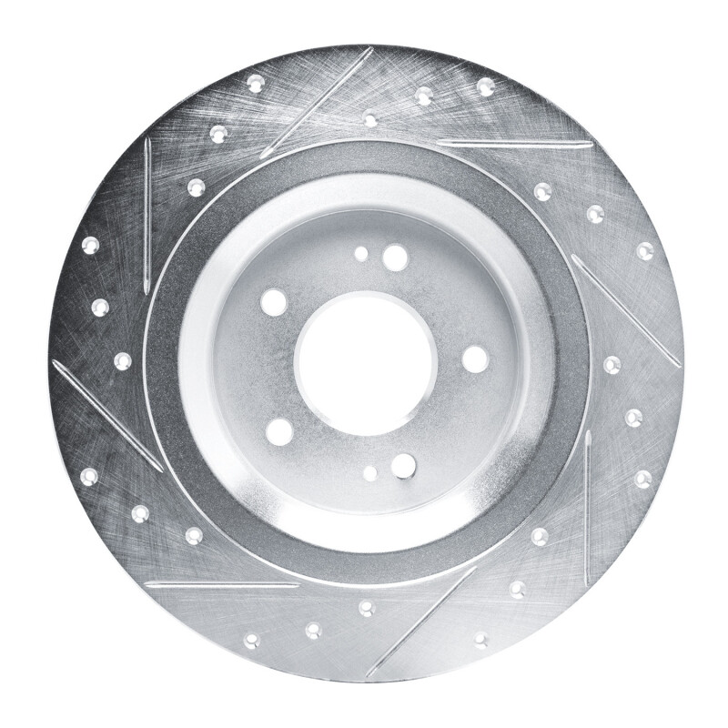 Hyundai Ioniq 5 Brake Rotor (1) - Rear Right - R1 Concepts - Drilled & Slotted - Silver - `22-`25